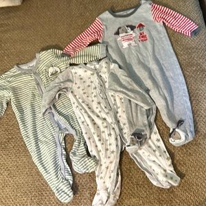 3 Lightweight Cotton Footie Sleepers
